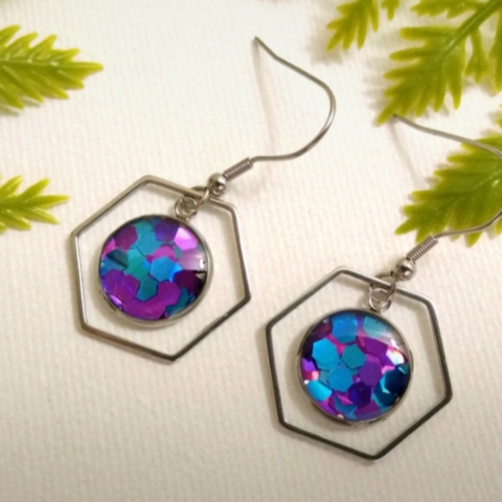 Blue Raspberry Earrings - Picture 2 of 2